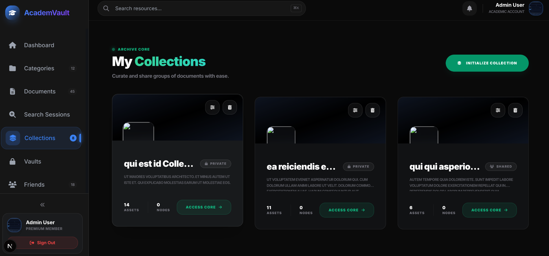 AcademVault Collections