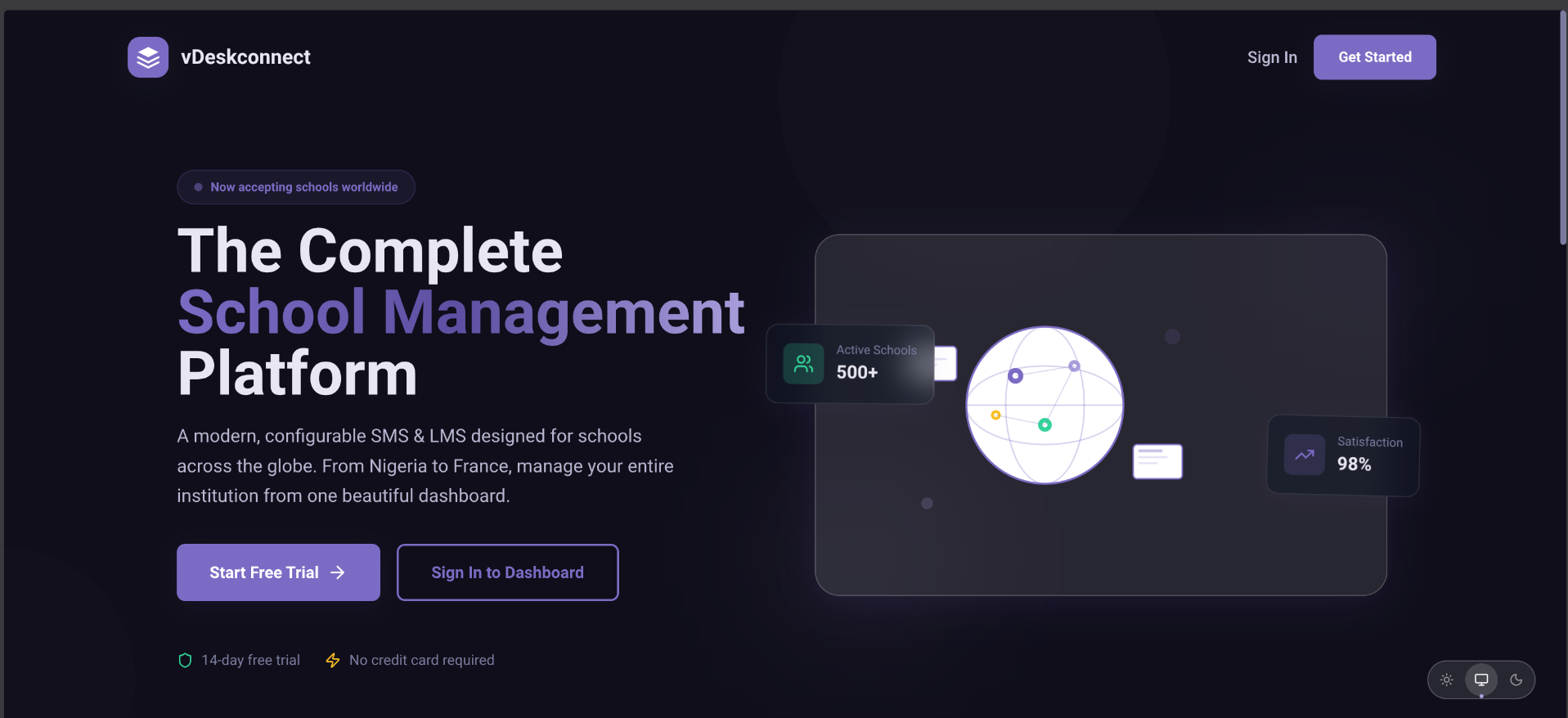 vDeskConnect Welcome Screen