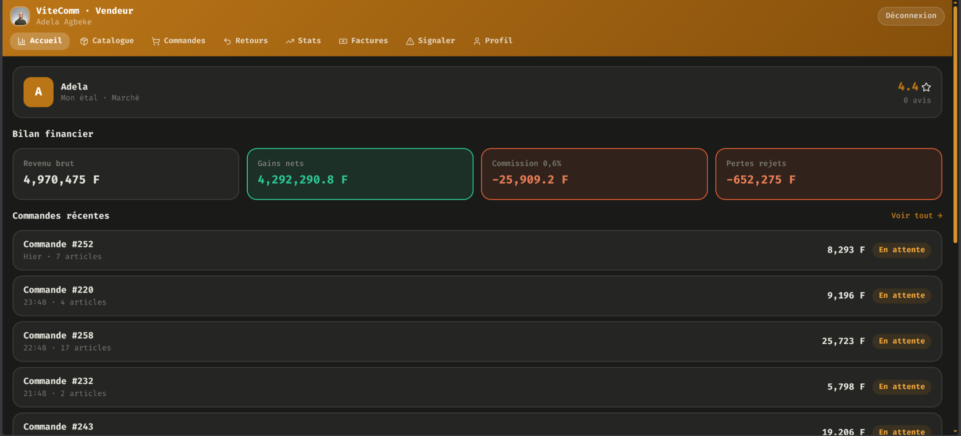 ViteComm Vendor Dashboard