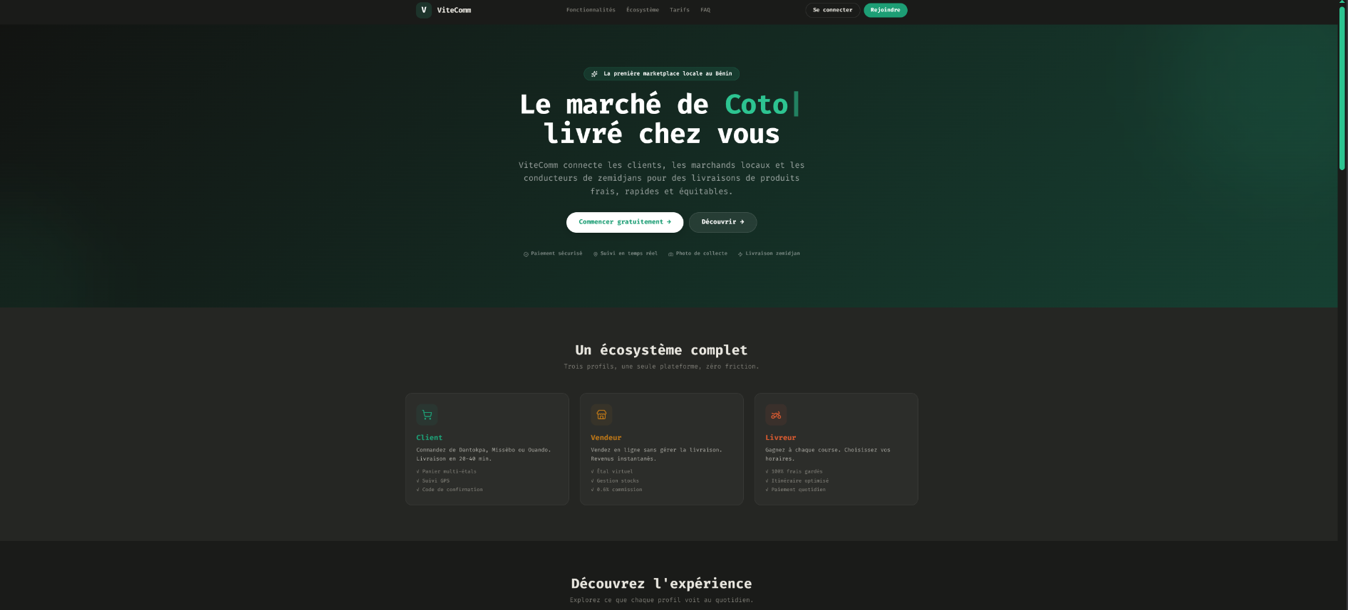 ViteComm Landing Page
